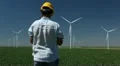 Engineer is Checking, Wind Power, Turbine, Energy Production, Renewable Mill HD Footage