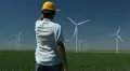 Engineer is Checking, Wind Power, Turbine, Energy Production, Renewable Mill HD Footage