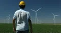 Engineer is Checking, Wind Power, Turbine, Energy Production, Renewable Mill HD Footage