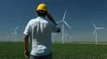 Engineer is Checking, Wind Power, Turbine, Energy Production, Renewable Mill HD Footage