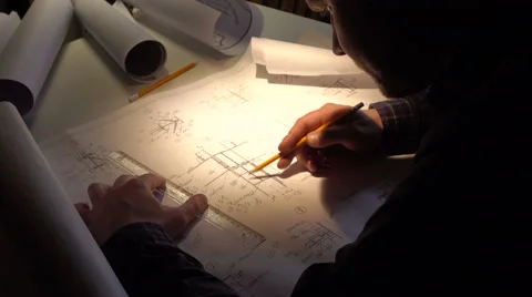 Engineer checks the construction drawings Stock Footage 59508654