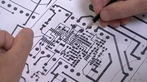  	Engineer checks project of the PCB 스톡 동영상 59858010
