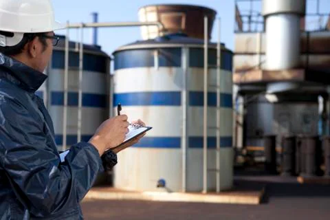 Engineer cheking plant Stock Photos