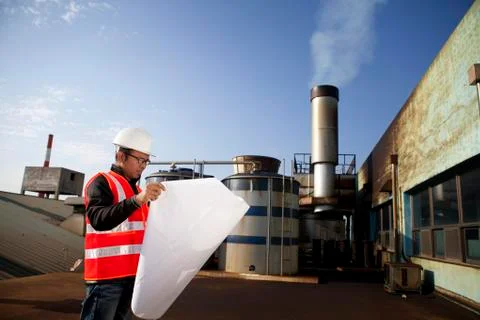 Engineer cheking plant Stock Photos