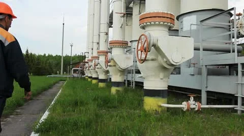 Engineer Close Valve Stock Footage 11299192