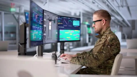 Engineer Closely Monitors Military Drone Production Stock Footage 331150122