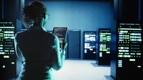 Engineer coding in data center Stock Footage 250292201