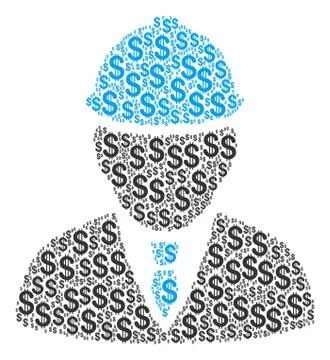 Engineer Collage of Dollar Stock Illustration