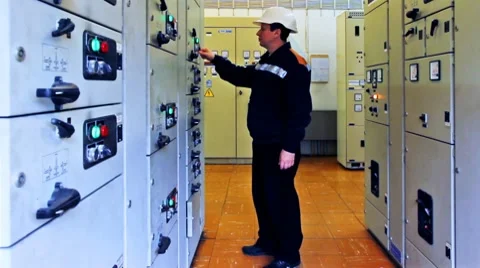 Engineer Comes Dectivates Equipment Stock Footage 10790341