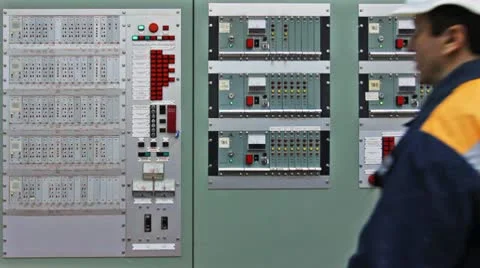 Engineer Comes To Fire Panel And Check Video stock 10790438