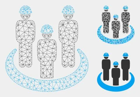 Engineer Community Vector Mesh Network Model and Triangle Mosaic Icon Stock Illustration