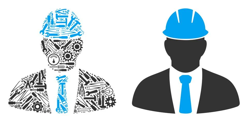 Engineer Composition of Service Tools Illustrazione stock