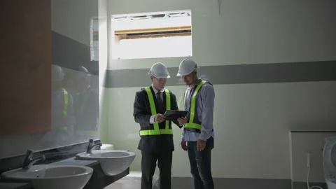 Engineer concept of 4k Resolution. The architect is examining the constructio Stock Footage 144700376