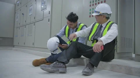 Engineer concept of 4k Resolution. Asian male employees are discouraged from  Stock Footage 146616167