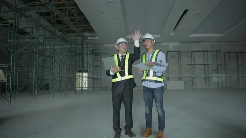 Engineer concept of 4k Resolution. Business people plan construction work in  Stock Footage 149380393