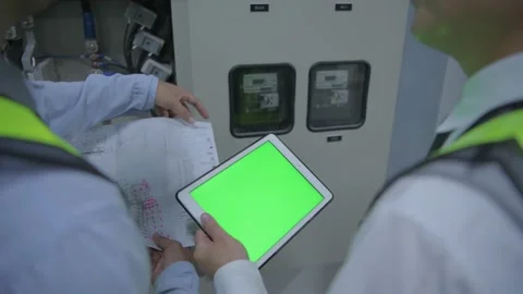 Engineer concept of 4k Resolution. The operator is reviewing the job based on Stock Footage 148668494