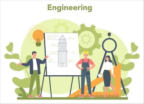Engineer concept. Professional occupation to design and build Stock Illustration