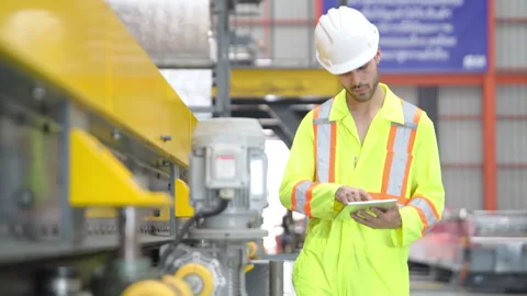 Engineer Conducting Quality Audit in Industrial Factory Stock Footage 342637638