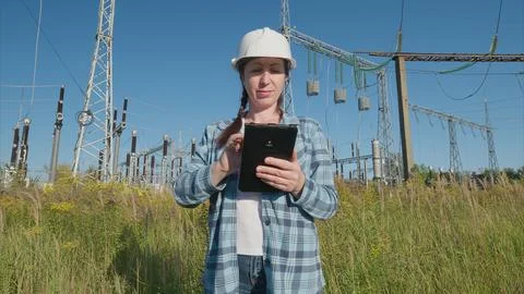 An Engineer Conducting a Thorough Inspection of Electrical Equipment Located in Foto stock