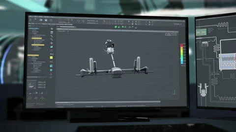 Engineer connecting the machine part using modern program user interface Stock Footage 248538380