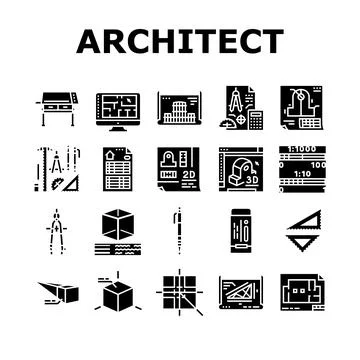 Engineer construction architect icons set vector Stock Illustration