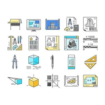 Engineer construction architect icons set vector Stock Illustration