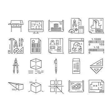 Engineer construction architect icons set vector Stock Illustration