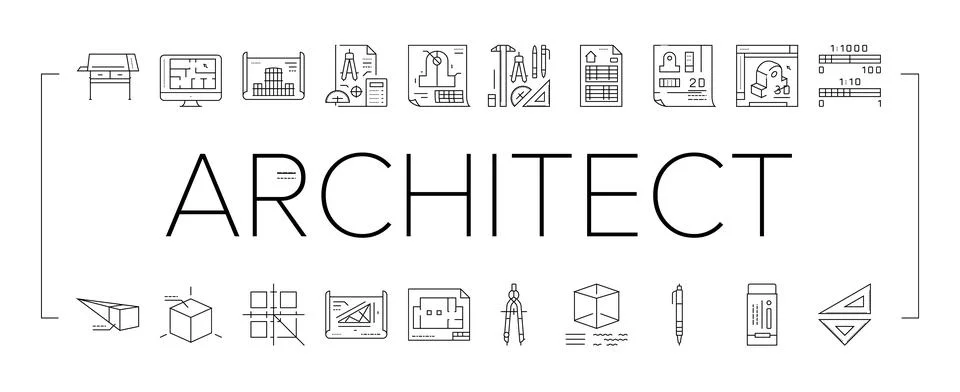 Engineer construction architect icons set vector Illustrazione stock