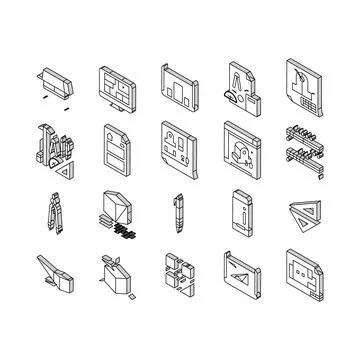 Engineer construction architect isometric icons set vector Stock Illustration