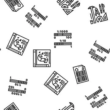 Engineer construction architect vector seamless pattern 库存插图