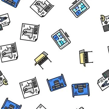 Engineer construction architect vector seamless pattern Illustrazione stock