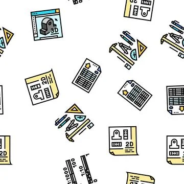 Engineer construction architect vector seamless pattern Stock Illustration