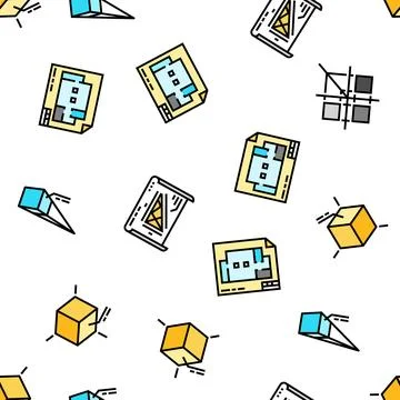 Engineer construction architect vector seamless pattern Stock Illustration