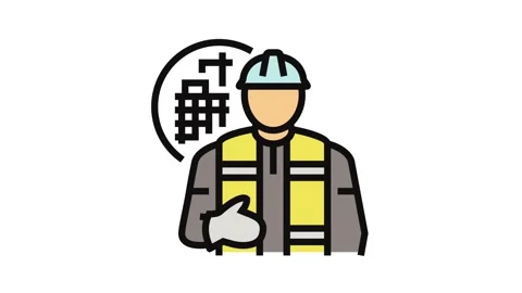 Engineer construction color icon animation Stock Footage 326100293