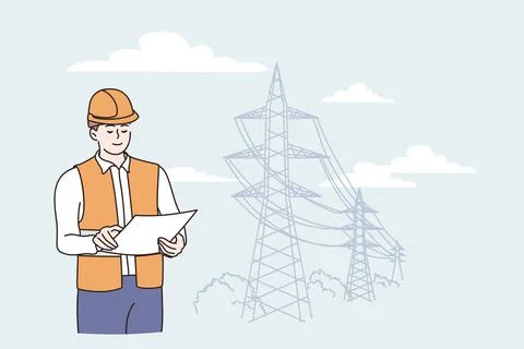 Engineer construction during work concept 库存插图