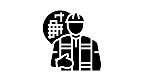 Engineer construction glyph icon animation Stock Footage 326158218