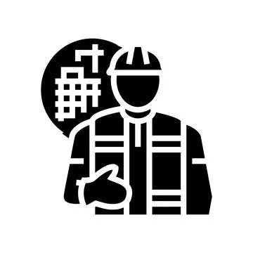 Engineer construction glyph icon vector illustration Stock Illustration