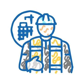 Engineer construction icon doodle illustration Illustrazione stock