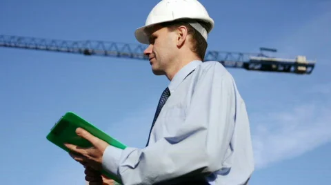 Engineer on a construction site Stock Footage 573721