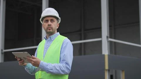 Engineer at a construction site. Stock Photos