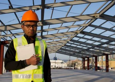 Engineer construction under new building site Stock Photos
