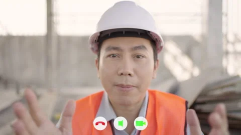 Engineer construction video conference from construction site. Stock Footage 171117721
