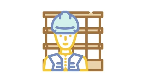 Engineer construction worker color icon animation Stock Footage 327271270