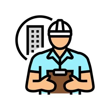 Engineer construction worker color icon vector illustration Stock Illustration