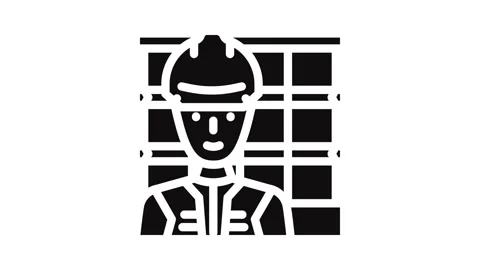 Engineer construction worker glyph icon animation Stock Footage 326746233