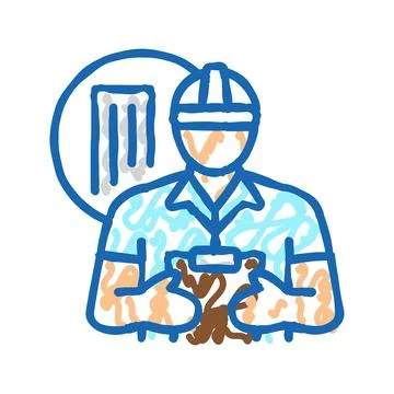 Engineer construction worker icon doodle illustration イラスト素材