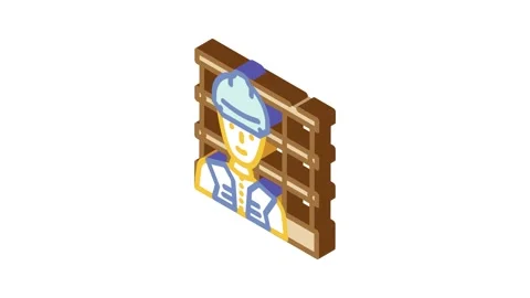 Engineer construction worker isometric icon animation Stock Footage 327294160