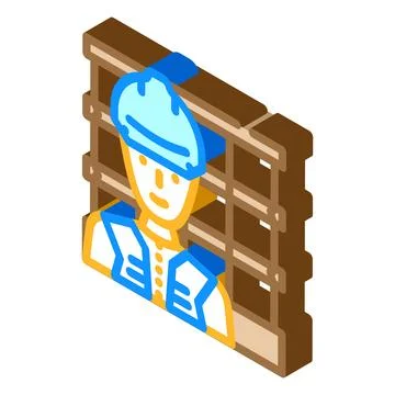 Engineer construction worker isometric icon vector illustration Illustration