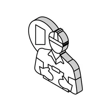 Engineer construction worker isometric icon vector illustration Stock Illustration