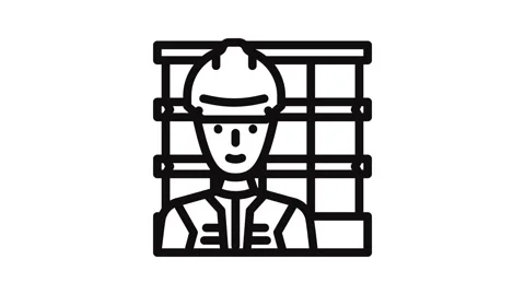 Engineer construction worker line icon animation Stock Footage 326765813